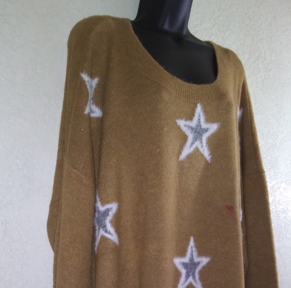Apt .9, Brown, ladies sweater, w/stripes, XL